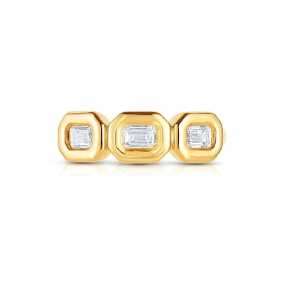 حلقة زرقاء ثلاثية فضية مصنوعة يدوياً مع حجر الزركون AAA و 14K زيت
