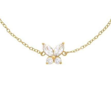 سوار بتصميم فراشة مطلي بالذهب عيار 14 قيراطًا من الفضة الإسترليني عيار 925 مع الحد الأدنى للطلب 50 قطعة