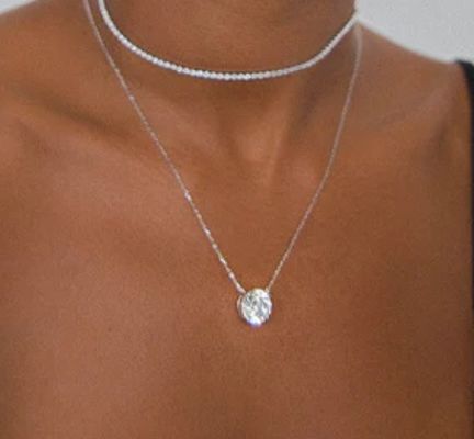 Elegant 18K Gold Plated Round Cut 925 Sterling Silver Necklace for Fashion Jewelry