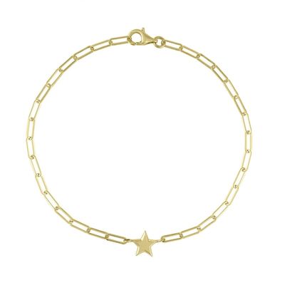 925 Sterling Silver Tiny Star Charm Bracelet with 18K Gold Plating and 12mm Star Charm