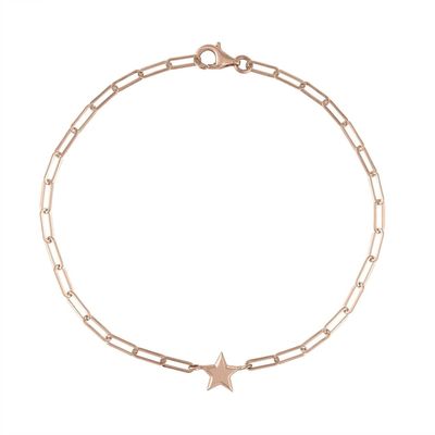 925 Sterling Silver Tiny Star Charm Bracelet with 18K Gold Plating and 12mm Star Charm