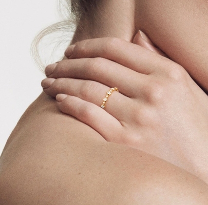 الكلاسيكيات زيركون عصابة الخلود المجوهرات المصفوفة بالذهب US Size 10 Clear CZ Ring