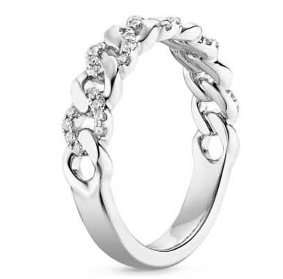 مايكرون باف CZ 18K زيت مغلفة سلسلة التراص الرابطة 925 الفضة السترلينج خواتم النساء