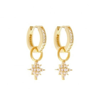 925 فضة من الفضة المميزة (ميني ستاربرست) (باف) (CZ Huggie Earrings)