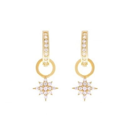 925 فضة من الفضة المميزة (ميني ستاربرست) (باف) (CZ Huggie Earrings)