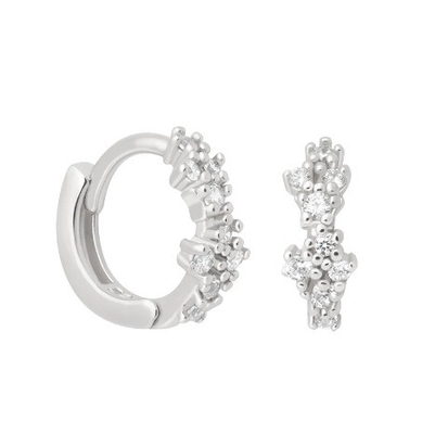 الزهور الشكل الأبيض CZ 925 Sterling Silevr Huggies الأقراط للنساء