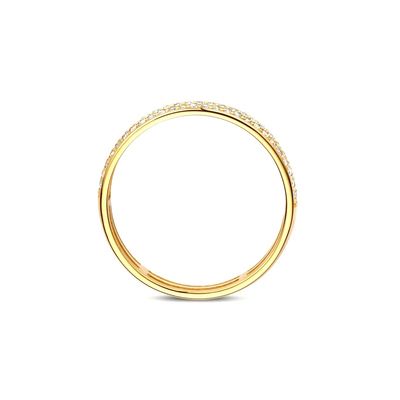 925 خاتم فضة استرليني مطلي بالذهب عيار 18 قيراط مرصع بالزركونيا المكعبة للنساء