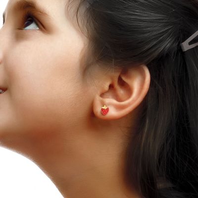 قرطاسات الفراولة 925 الفضة الفاخرة للأطفال 92.5% نقاء