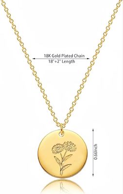 Handmade Personalized 18K Gold Plated Pendant Necklace with Link Chain for Custom Jewelry