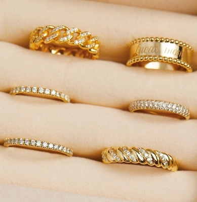 Handmade Twist Classic 925 Sterling Silver Women's Ring Jewelry Plated With 18K Gold