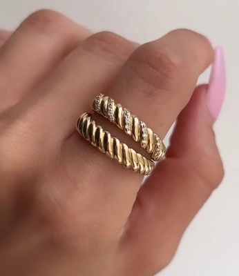 Handmade Twist Classic 925 Sterling Silver Women's Ring Jewelry Plated With 18K Gold