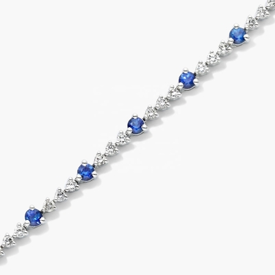 3MM White Zircon Ruby Tennis Bracelet Round Cut Sterling Silver Tennis Bracelet