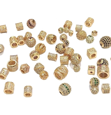 Space Beads Cubic Zircon for Fine Brass Jewelry Accessory