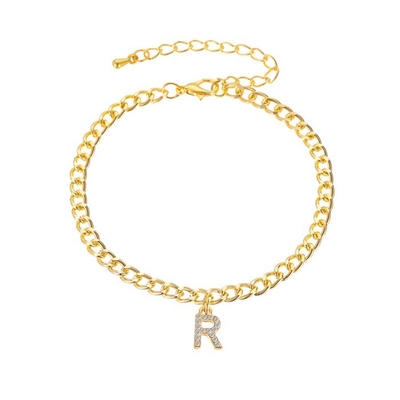 Personalized 18K Gold Plated Fashion Brass Cuban Link Chain Tennis Bracelet for Women