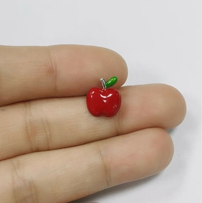 Delightful Red and Green Enamel Apple Earrings for Little Girls in 925 Sterling Silver