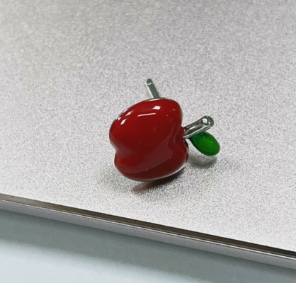 Delightful Red and Green Enamel Apple Earrings for Little Girls in 925 Sterling Silver