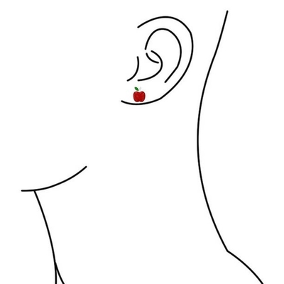 Delightful Red and Green Enamel Apple Earrings for Little Girls in 925 Sterling Silver