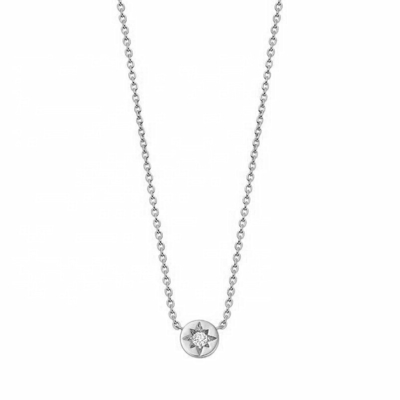Gold Plated 925 Sterling Silver Starburst Diamond Disc Pendant Necklace for Daily Wear