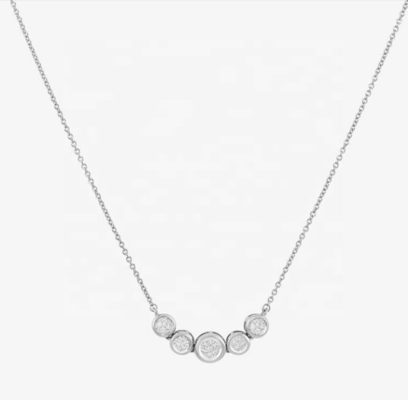 Rhodium 18k Gold Necklace Womens 1.2mm White Gold Cz Pendant