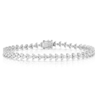 Designer 18K Gold 925 Sterling Silver Flower Charm Women Tennis Bracelet with ZIRCON