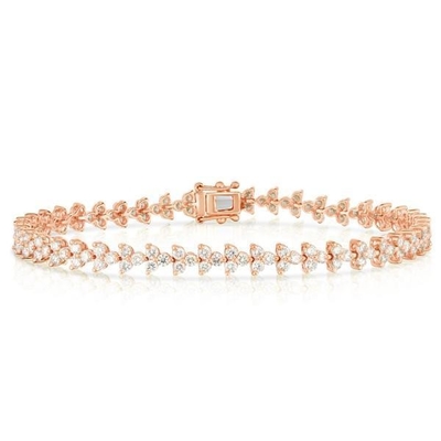 Designer 18K Gold 925 Sterling Silver Flower Charm Women Tennis Bracelet with ZIRCON