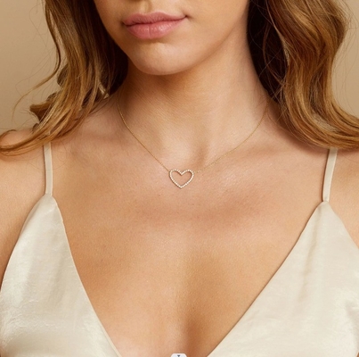 925 Sterling Silver Pave Diamond Love Necklace for Girl Friend Third Party Appraisal