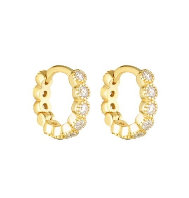 18K Gold Plated Baby Emerald CZ Huggie Earrings For Girls Everyday Jewelry