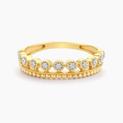 925 Sterling Silver CLASSIC Style Wholesales Stackable Women's Ring With Gold Plated Beads