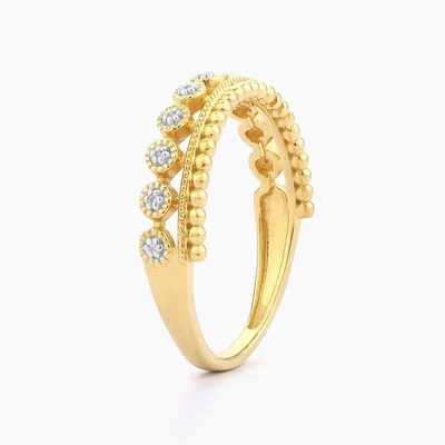 925 Sterling Silver CLASSIC Style Wholesales Stackable Women's Ring With Gold Plated Beads