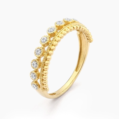925 Sterling Silver CLASSIC Style Wholesales Stackable Women's Ring With Gold Plated Beads