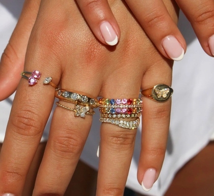 925 Sterling Silver Women's Ring with Handmade 18K Gold Plated Ball and Marquise Butterfly