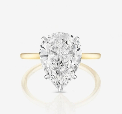 Base White Cubic Zircon Pear Cut Solitaire 925 Sterling Silver Wedding Rings
