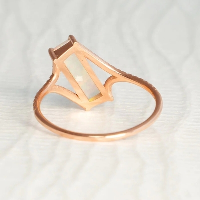 Baguette Cut Opal Snow Track Ring Size 4-Size 10 925 Sterling Silver Ring