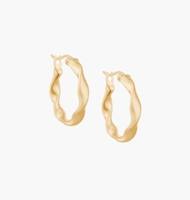 Custom Fashion Earrings Thick 18 Gold Plated Wave Stainless Steel Hoops