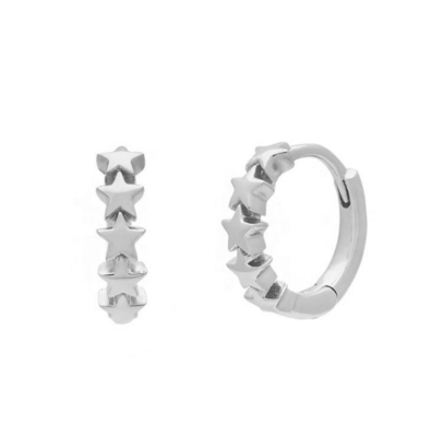925 Sterling Silver Star Huggie Earrings for Women Fashion Jewelry