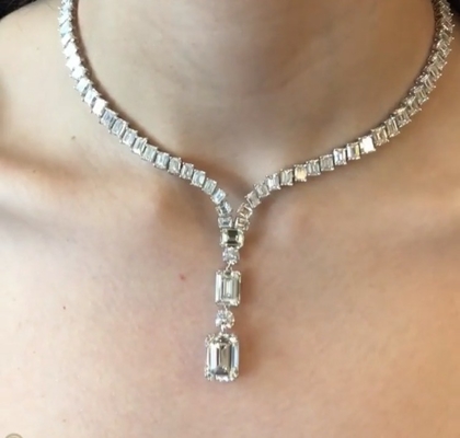 Rhodium Plated Bling Bling Pendants 16in White Tennis Necklace