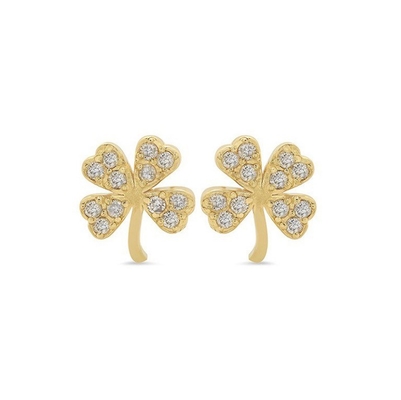 18K Gold Plated 925 Sterling Silver Clover Stud Earring