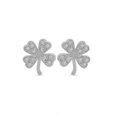 18K Gold Plated 925 Sterling Silver Clover Stud Earring