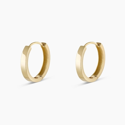 18K Gold Plated Plain Huggies Solid Fashion Earrings Jewelry for Girls Classic Design