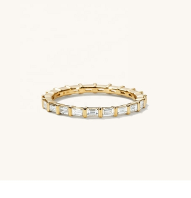 White CZ Ring 925 Sterling Silver Baguette Eternity Band Ring