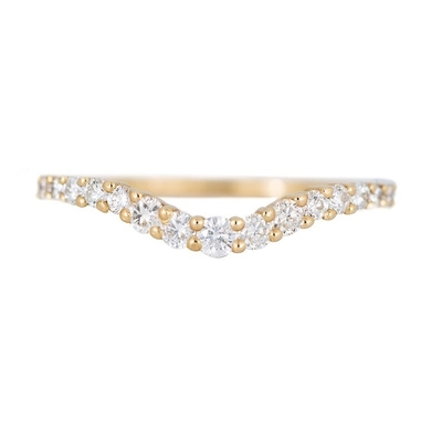 925 Sterling Silver Curved Diamond CZ Engagement Ring Stack Wedding Band