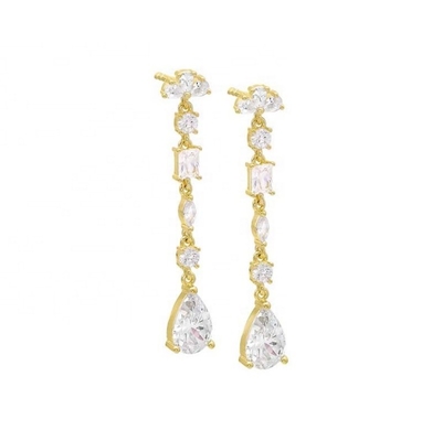 Religious Inspiration S925 Sterling Silver Gemstone Drop Earrings in 18K Gold Plating