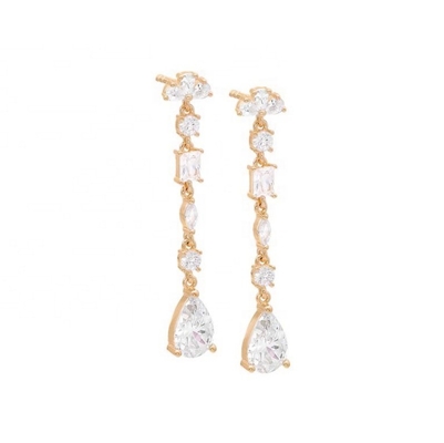 Religious Inspiration S925 Sterling Silver Gemstone Drop Earrings in 18K Gold Plating