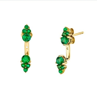 White Cubic Zircon Cluster Diamond Stud Jacket Earrings 925 18K Gold Plated