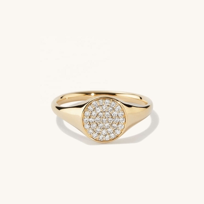 OEM ODM Mens 14K Gold Signet Ring Women'S Zircon Gold Ring Customized