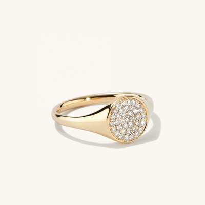OEM ODM Mens 14K Gold Signet Ring Women'S Zircon Gold Ring Customized