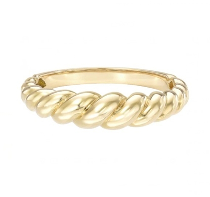Stunning Baroque 14K Gold Gradient Twist 925 Sterling Silver Women's Ring Tarnish Free Jewelry
