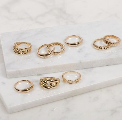 Stunning Baroque 14K Gold Gradient Twist 925 Sterling Silver Women's Ring Tarnish Free Jewelry
