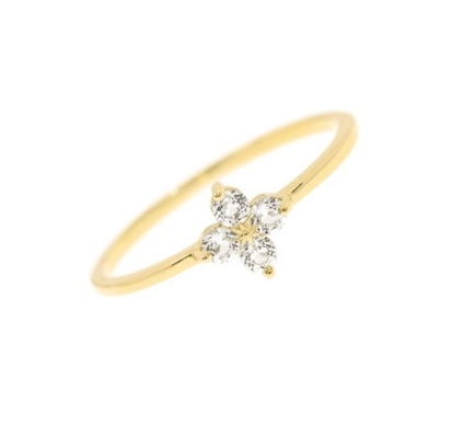 Elegantly 18K Gold Vermeil Four Topaz Gemstones Flower 925 Sterling Silver Rings