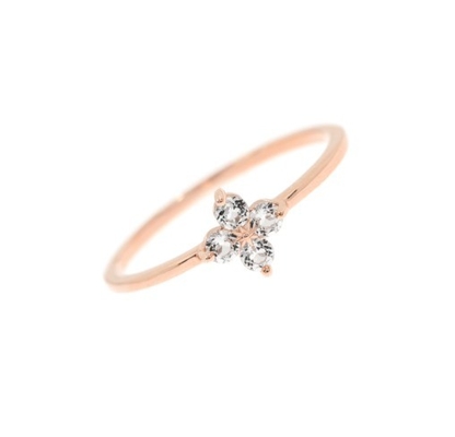 Elegantly 18K Gold Vermeil Four Topaz Gemstones Flower 925 Sterling Silver Rings